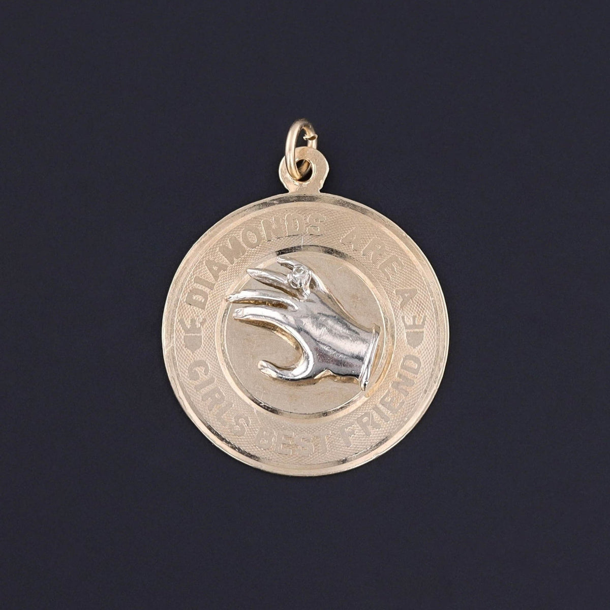 Vintage Diamonds are a Girls Best Friend Pendant 14k Gold - Trademark Antiques