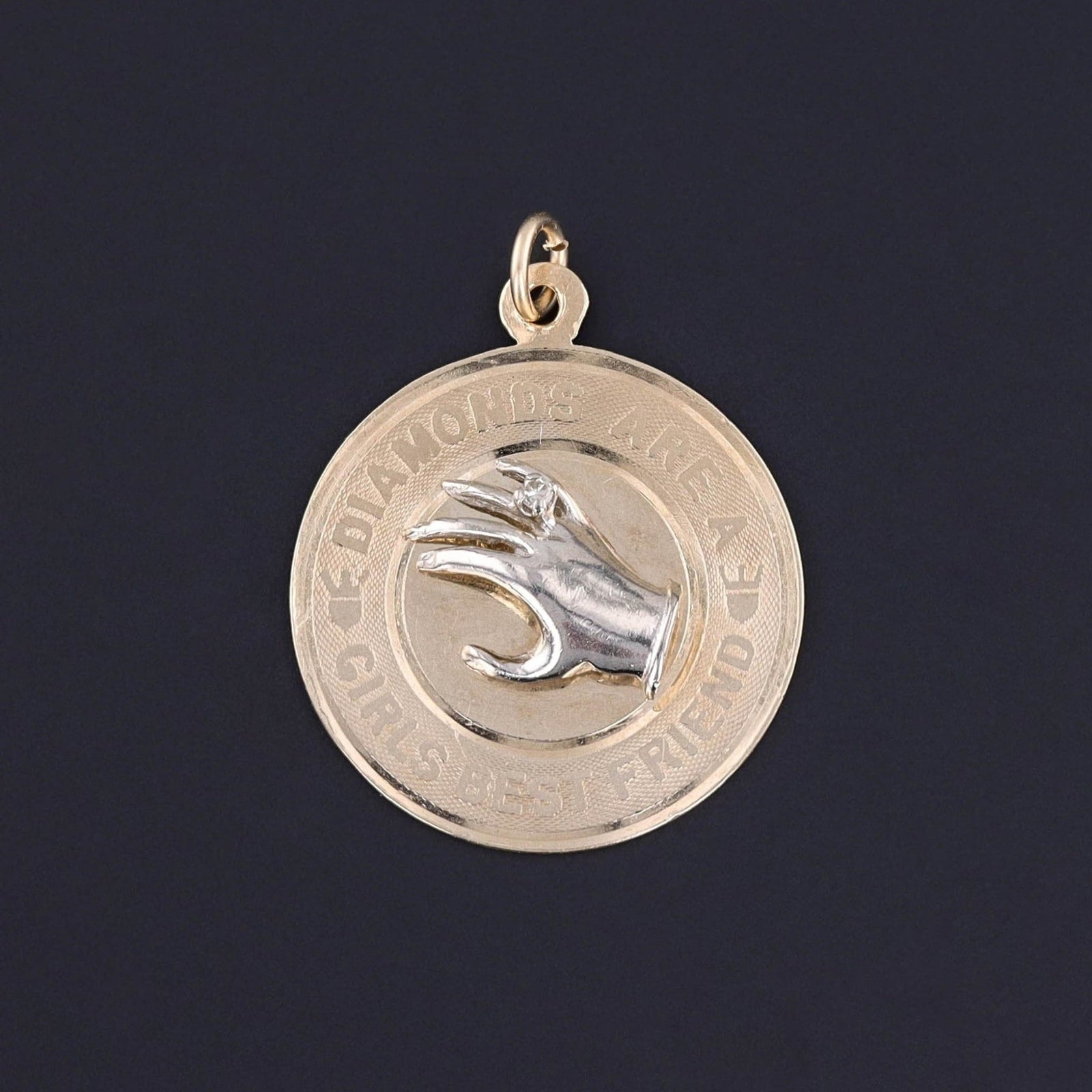 Vintage Diamonds are a Girls Best Friend Pendant 14k Gold - Trademark Antiques