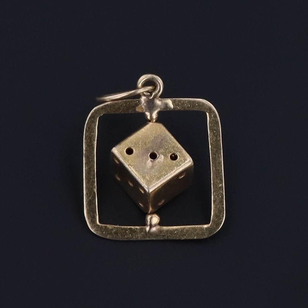 Vintage Die Charm | 14k Gold Spinning Dice Charm - Trademark Antiques
