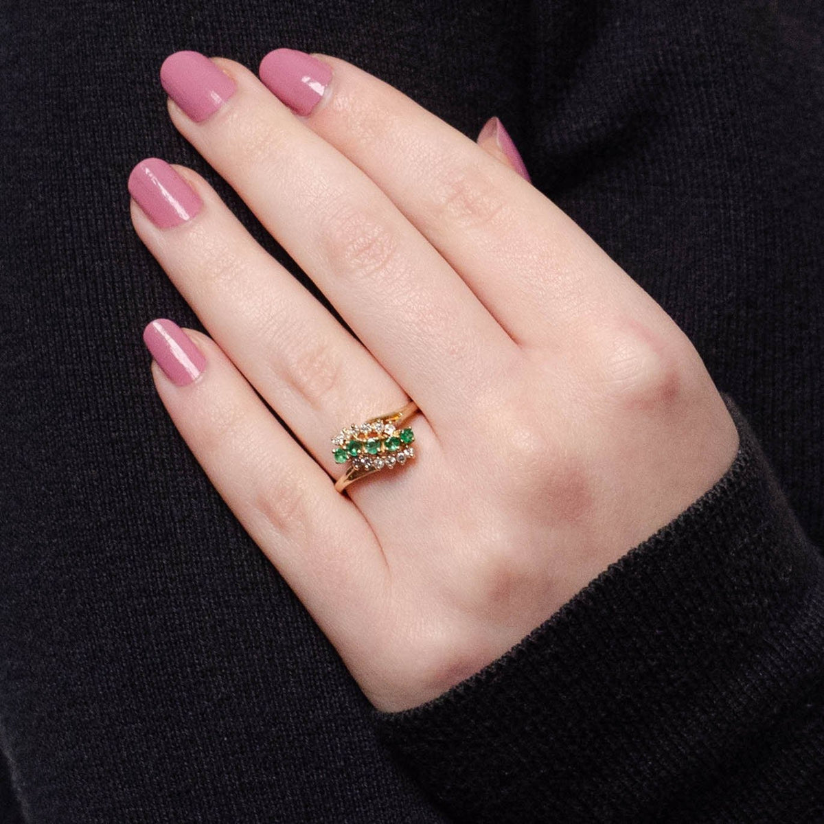 Vintage Emerald and Diamond Ring of 14k Gold - Trademark Antiques
