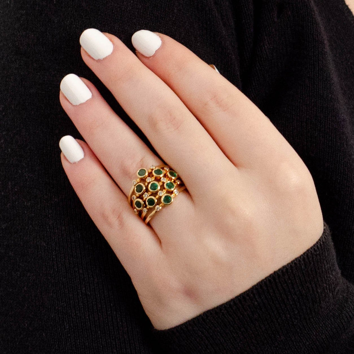 Vintage Emerald Harem Ring of 14k Gold - Trademark Antiques