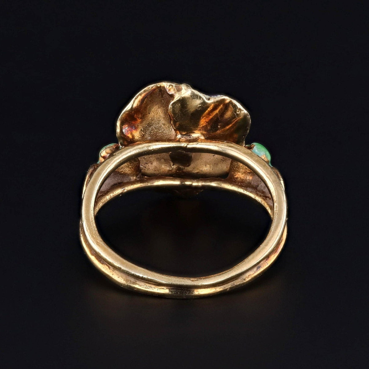 Vintage Enamel and Diamond Pansy Ring of 14k Gold - Trademark Antiques