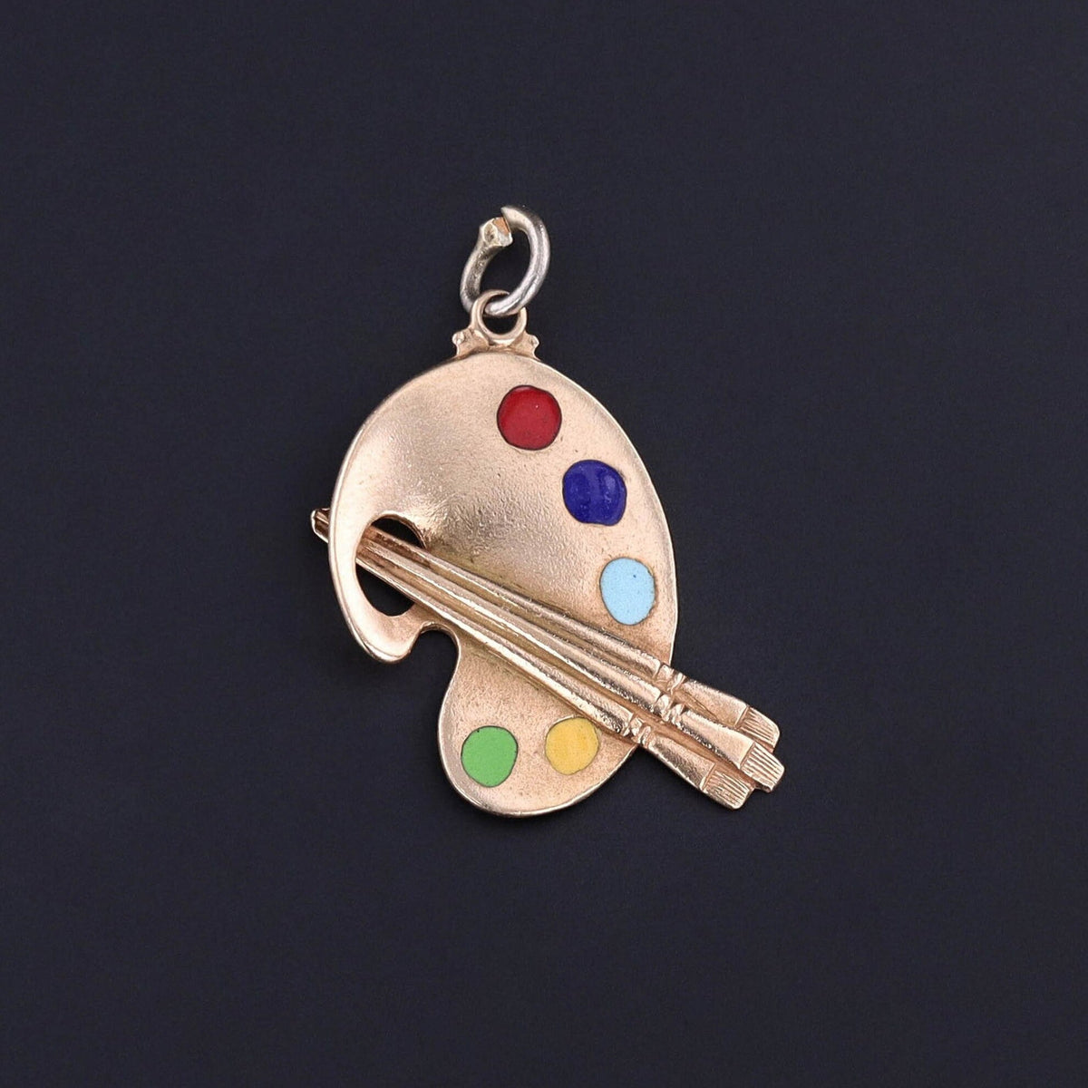 Vintage Enamel Artist or Painter Palette Pendant of 14k Gold - Trademark Antiques