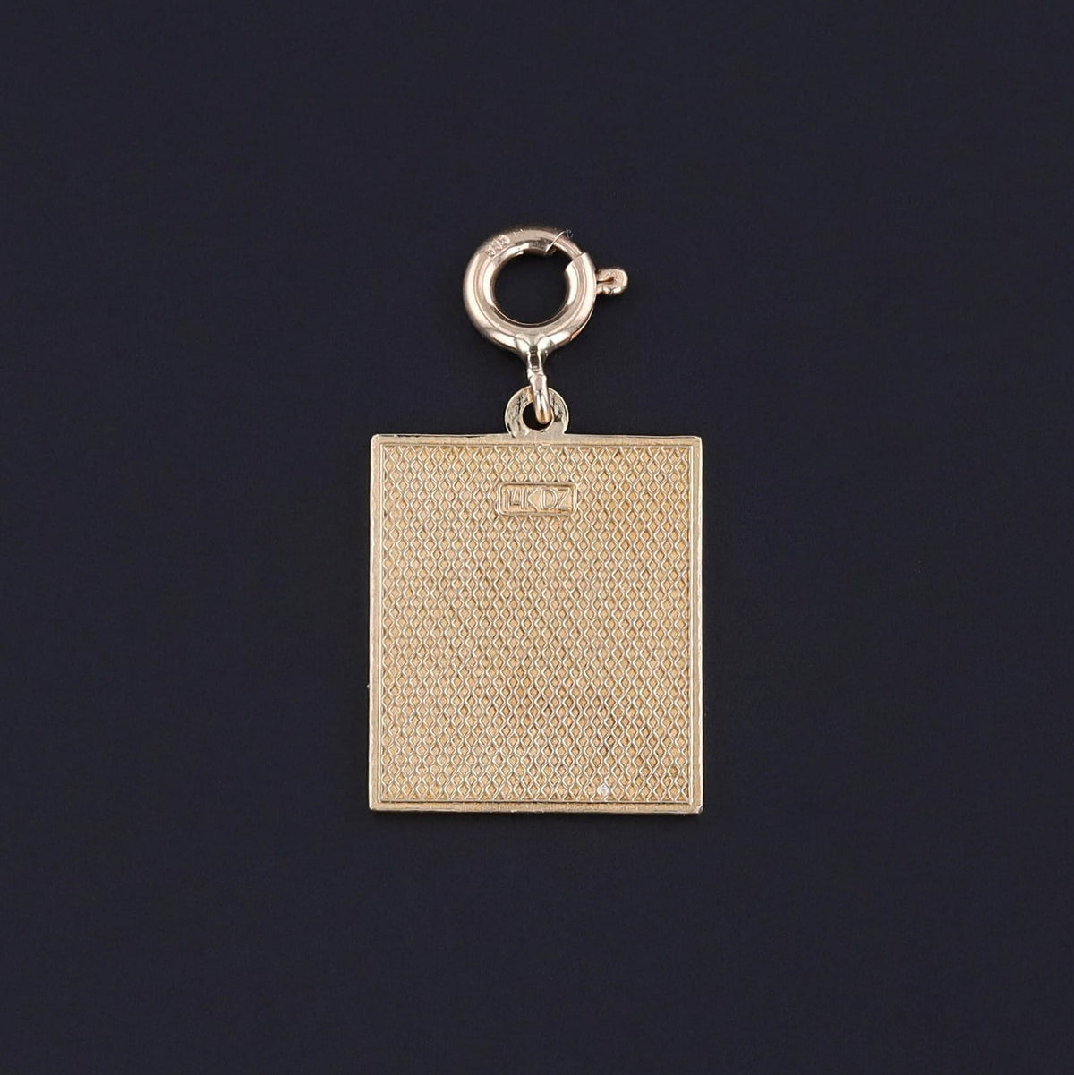 Vintage Enamel Bingo Charm of 14k Gold - Trademark Antiques
