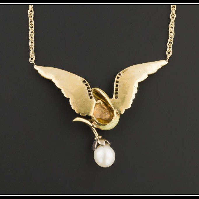 Vintage Enamel Bird Conversion Necklace of 18k Gold - Trademark Antiques