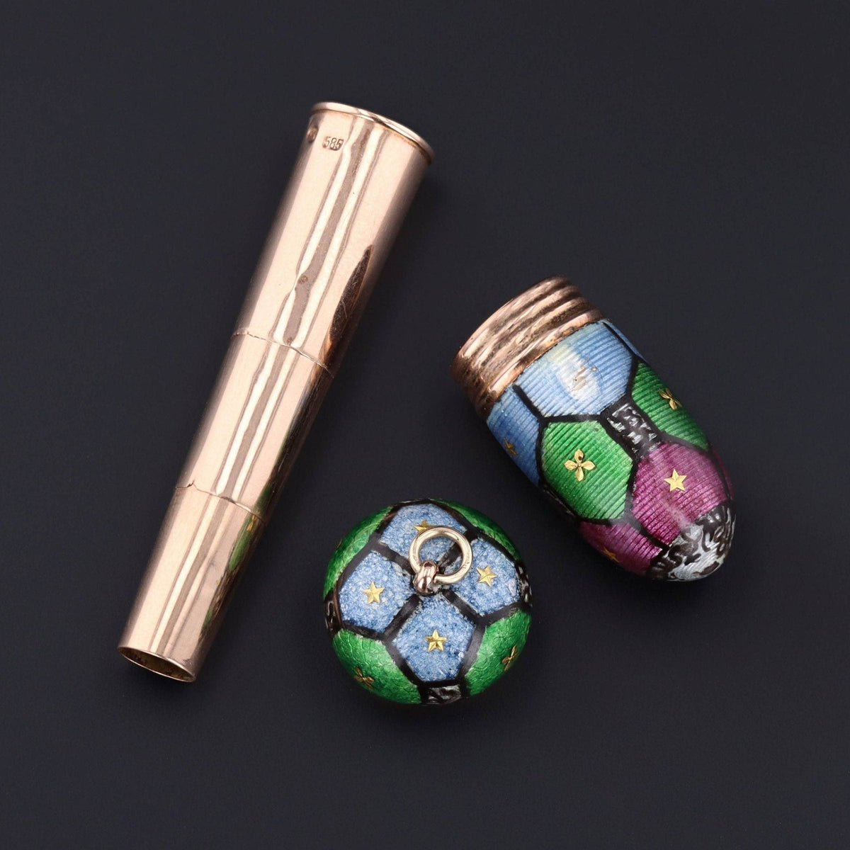 Vintage Enamel Container Charm | Vintage Collapsible Cigarette Holder Charm Case - Trademark Antiques