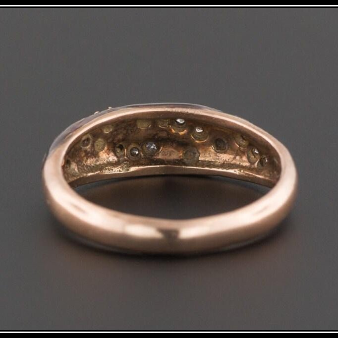 Vintage Enamel &amp; Diamond Ring | 10k Gold Ring - Trademark Antiques
