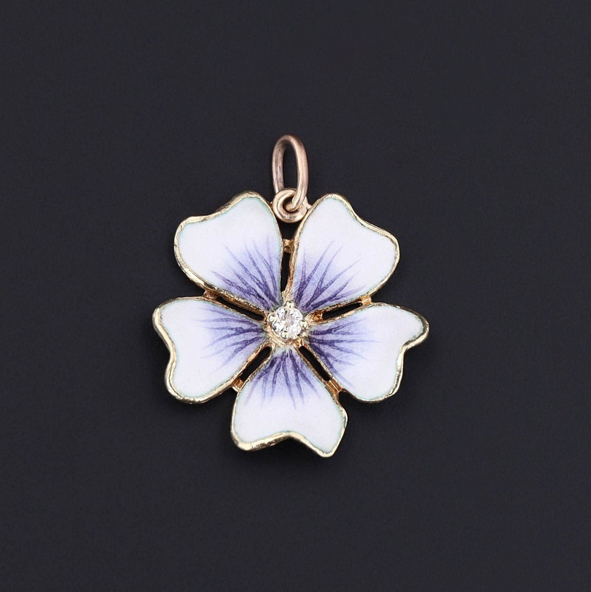 Vintage Enamel Flower Conversion Pendant of 14k Gold - Trademark Antiques