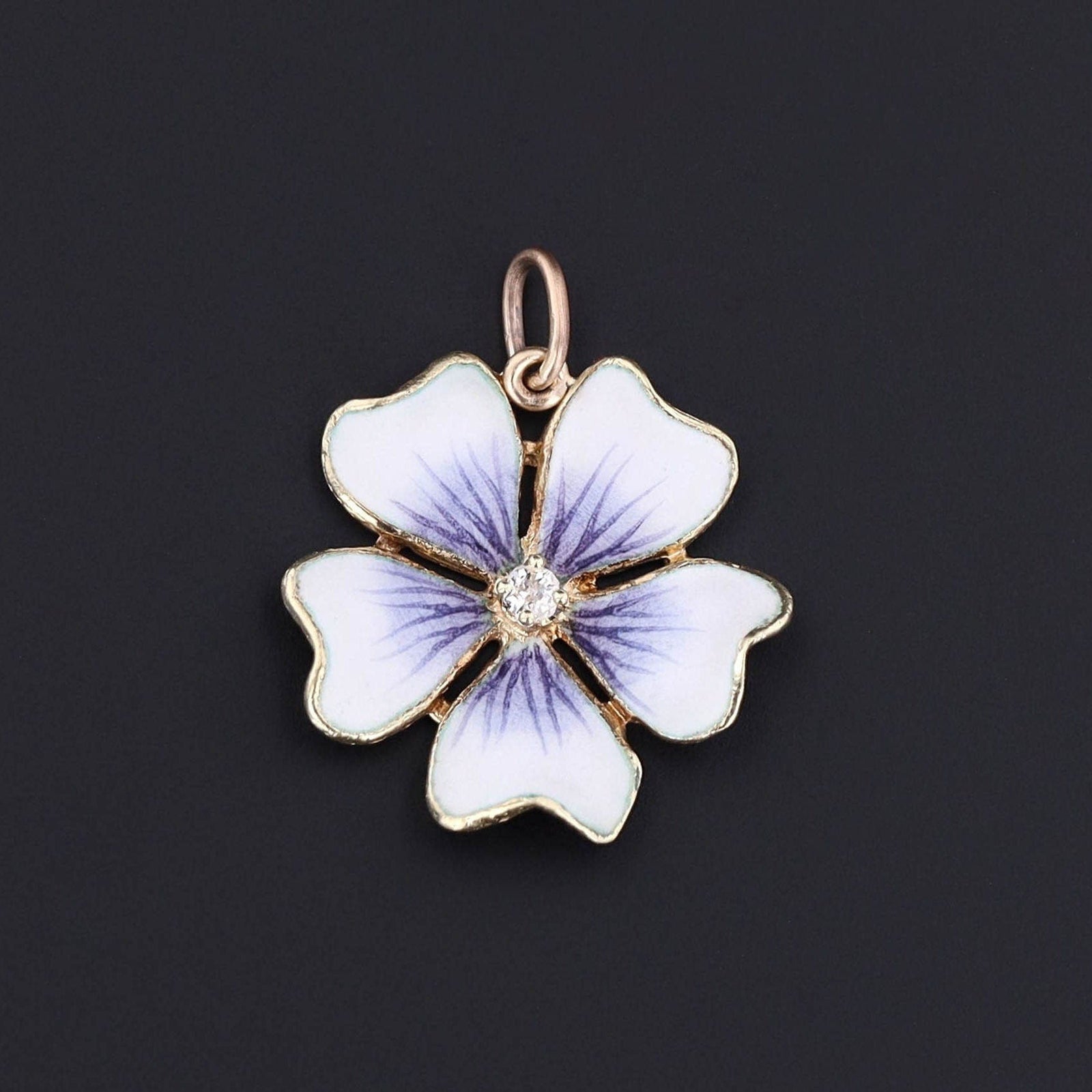 Vintage Enamel Flower Conversion Pendant of 14k Gold - Trademark Antiques