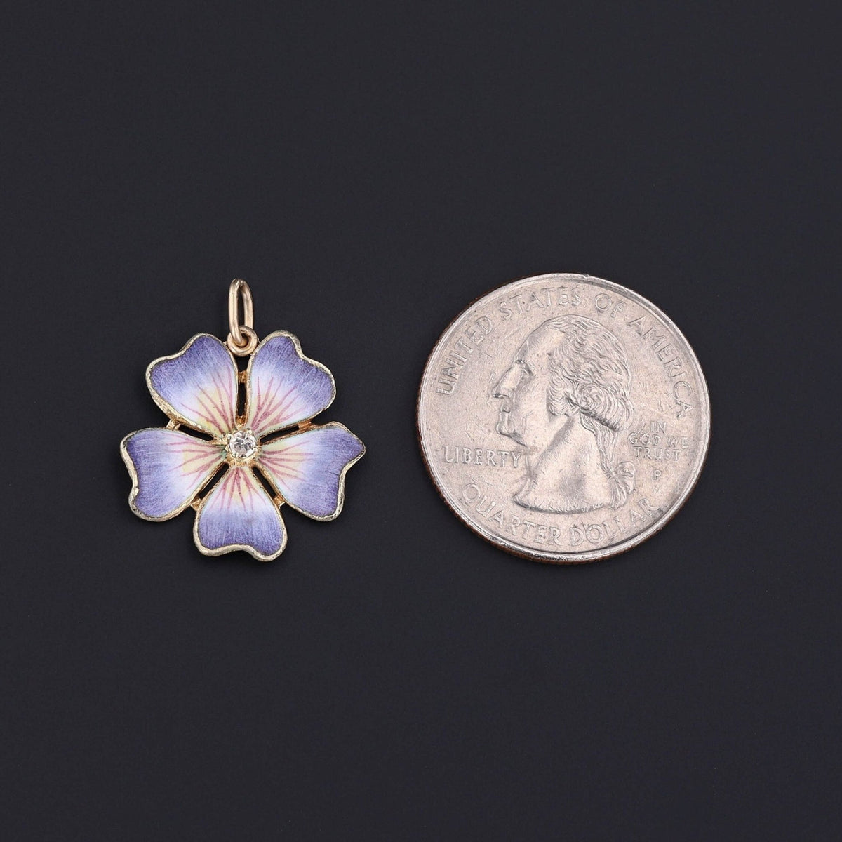Vintage Enamel Flower Conversion Pendant of 14k Gold - Trademark Antiques