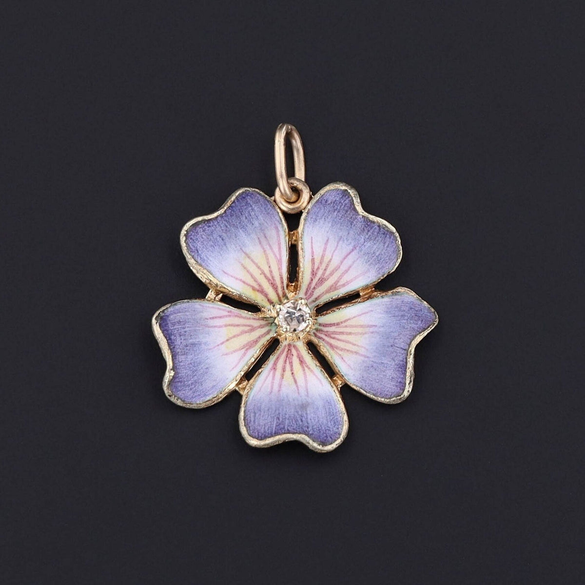 Vintage Enamel Flower Conversion Pendant of 14k Gold - Trademark Antiques