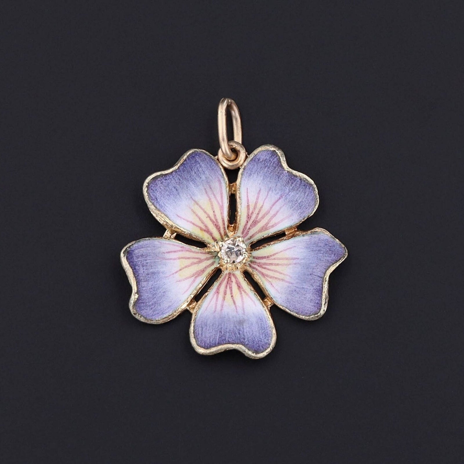 Vintage Enamel Flower Conversion Pendant of 14k Gold - Trademark Antiques