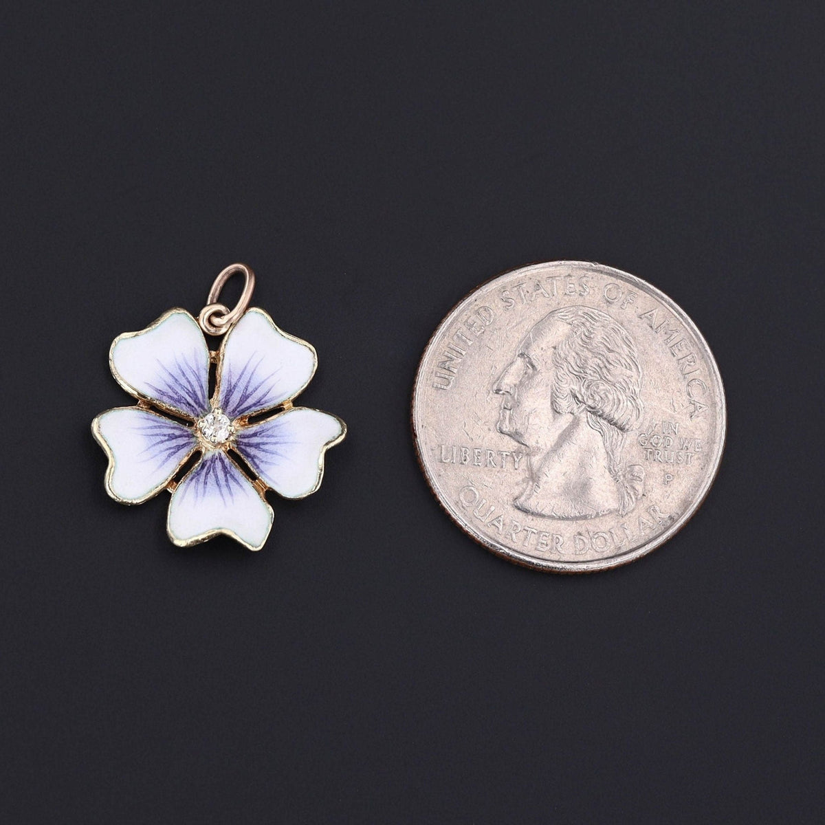 Vintage Enamel Flower Conversion Pendant of 14k Gold - Trademark Antiques