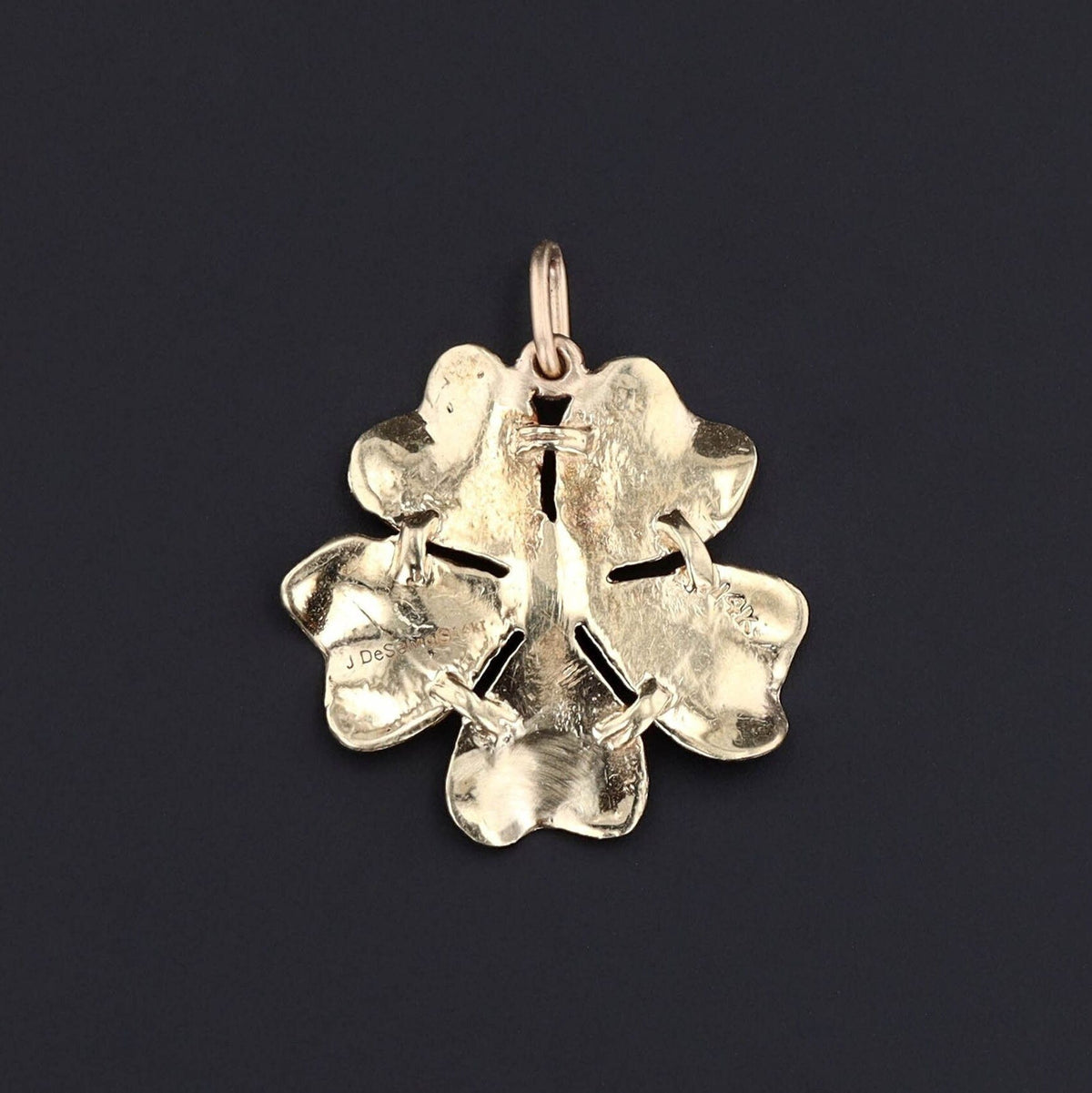 Vintage Enamel Flower Conversion Pendant of 14k Gold - Trademark Antiques