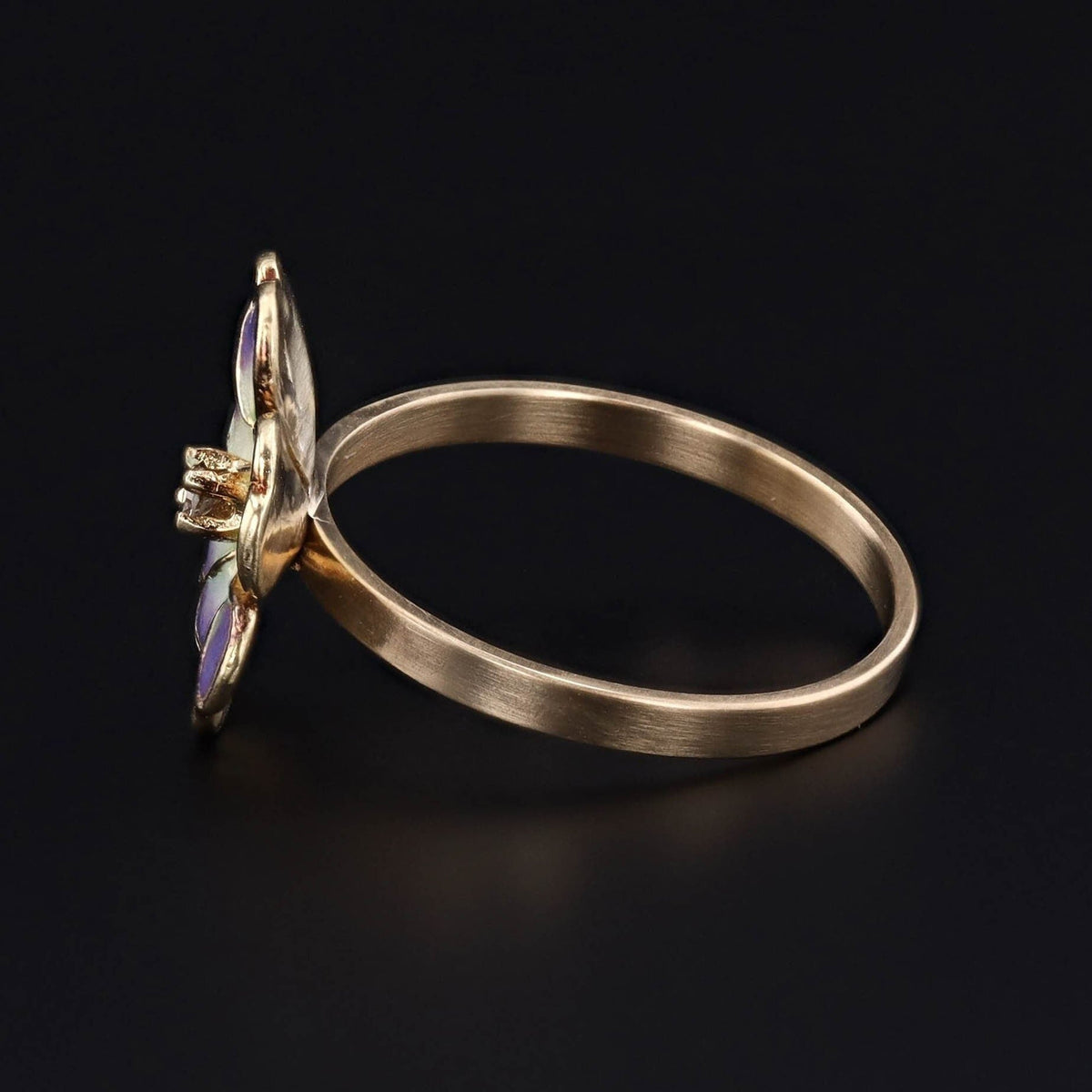 Vintage Enamel Flower Conversion Ring of 14k Gold - Trademark Antiques