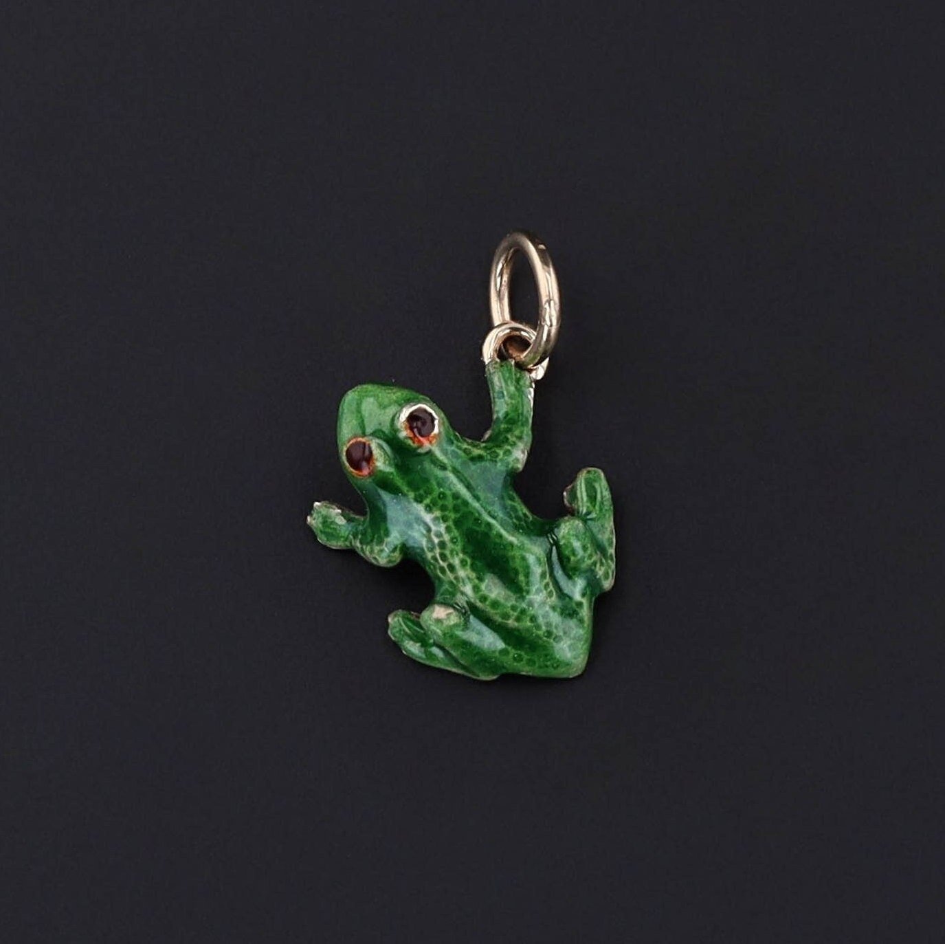 Vintage Enamel Frog Conversion Charm of 14k Gold - Trademark Antiques