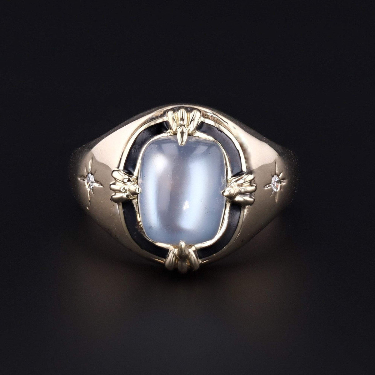 Vintage Enamel Moonstone Ring | Vintage Moonstone Ring - Trademark Antiques