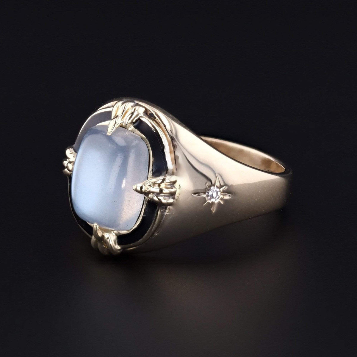 Vintage Enamel Moonstone Ring | Vintage Moonstone Ring - Trademark Antiques