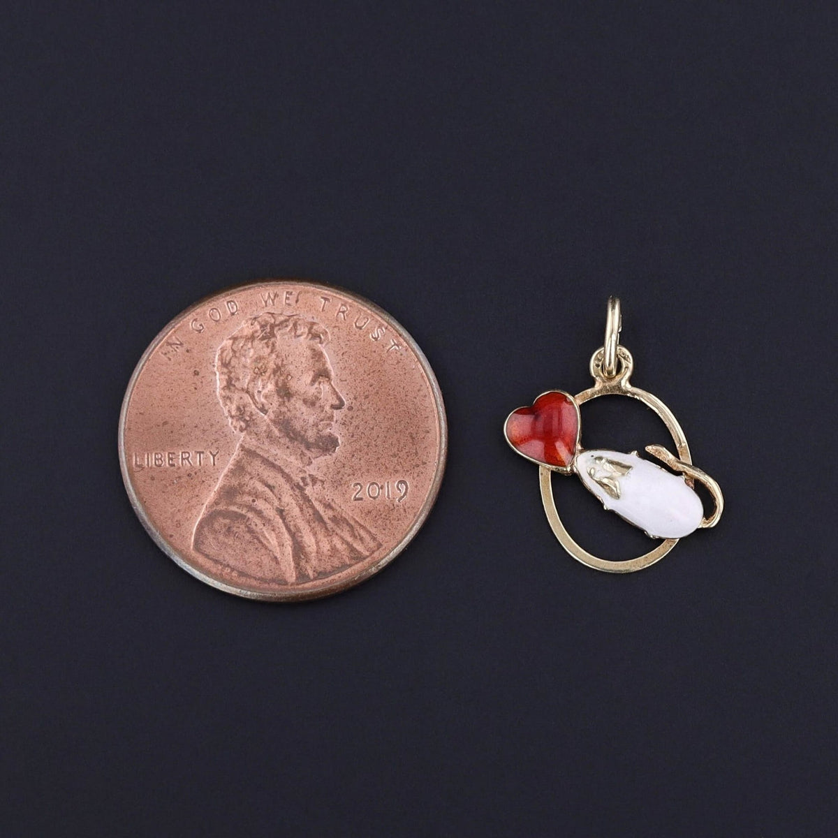 Vintage Enamel Mouse Charm of 14k Gold - Trademark Antiques