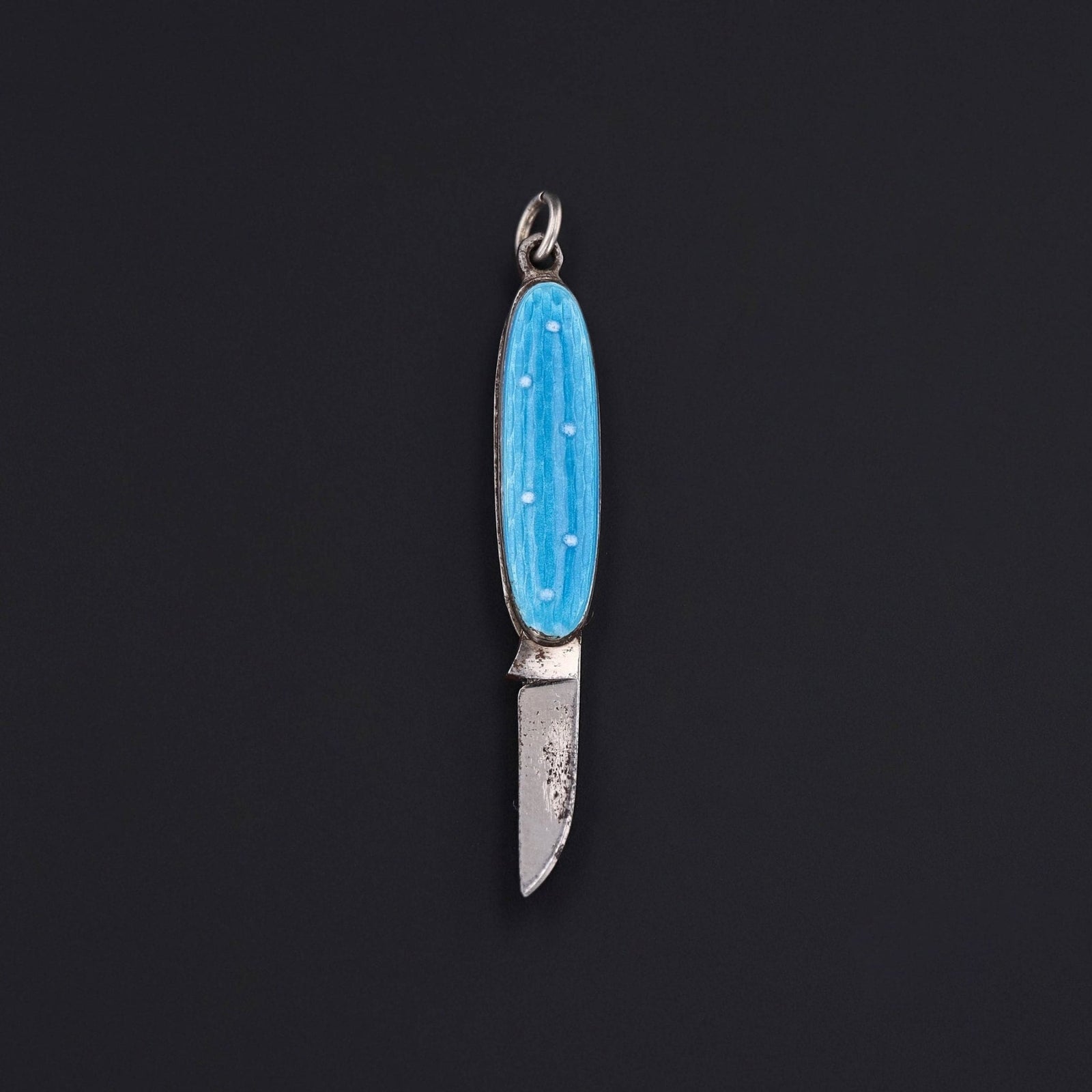 Vintage Enamel Pocket Knife Charm - Trademark Antiques