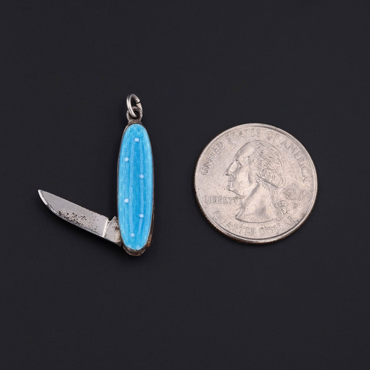 Vintage Enamel Pocket Knife Charm - Trademark Antiques