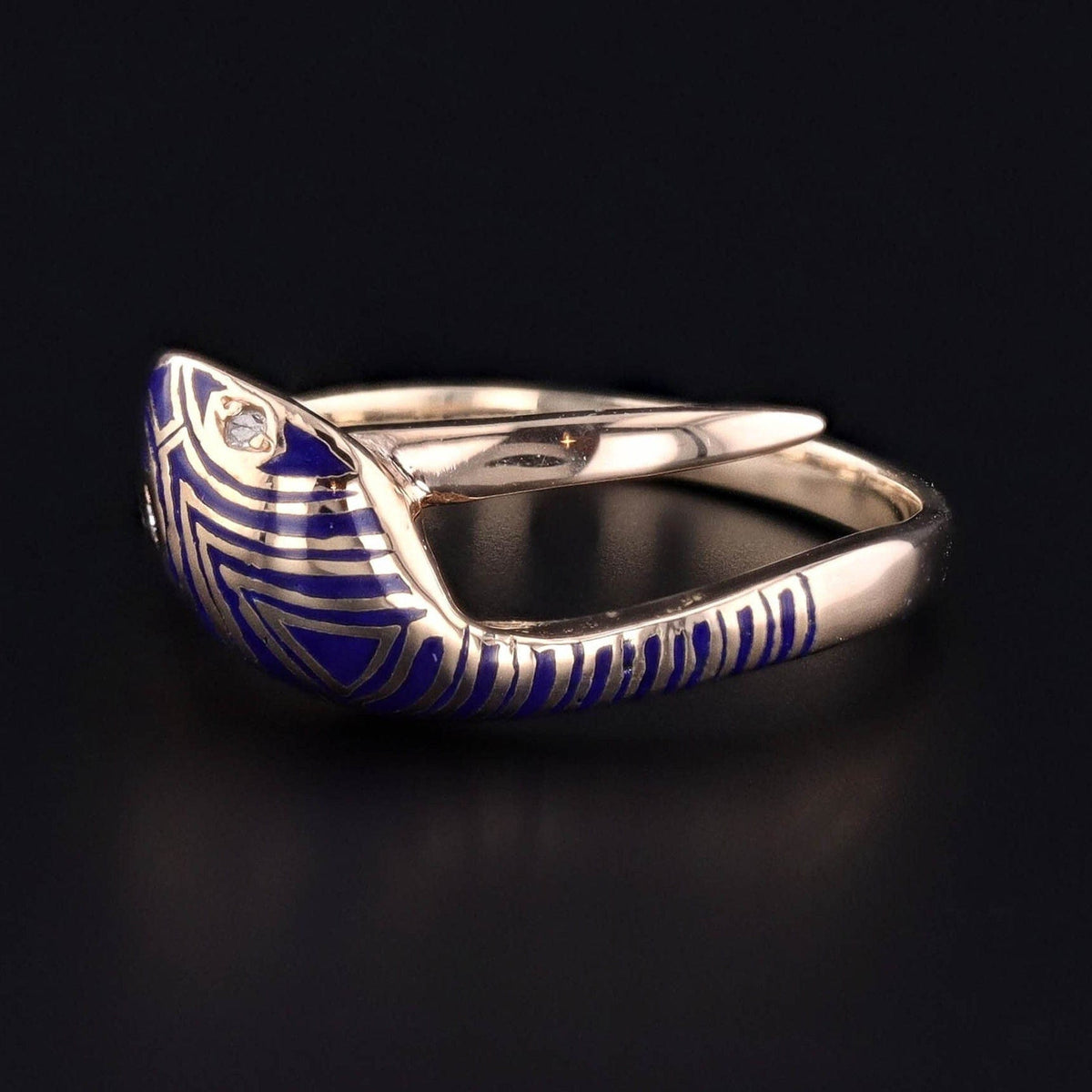 Vintage Enamel Snake Ring of 14k Gold - Trademark Antiques