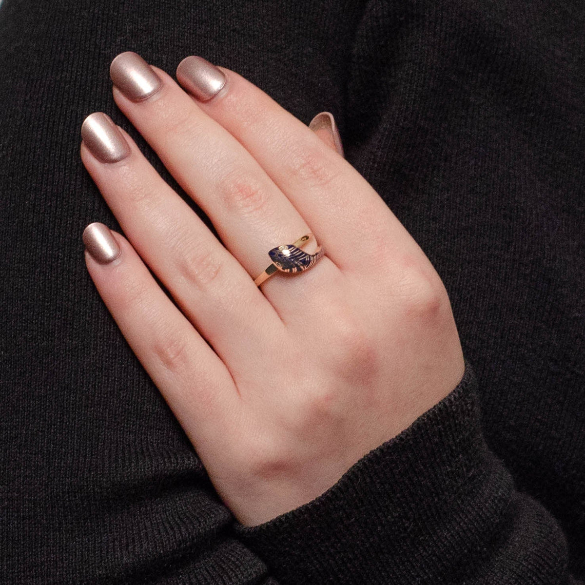 Vintage Enamel Snake Ring of 14k Gold - Trademark Antiques
