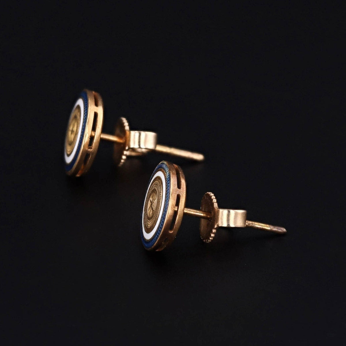 Vintage Enamel Star Conversion Earrings of 14k Gold - Trademark Antiques