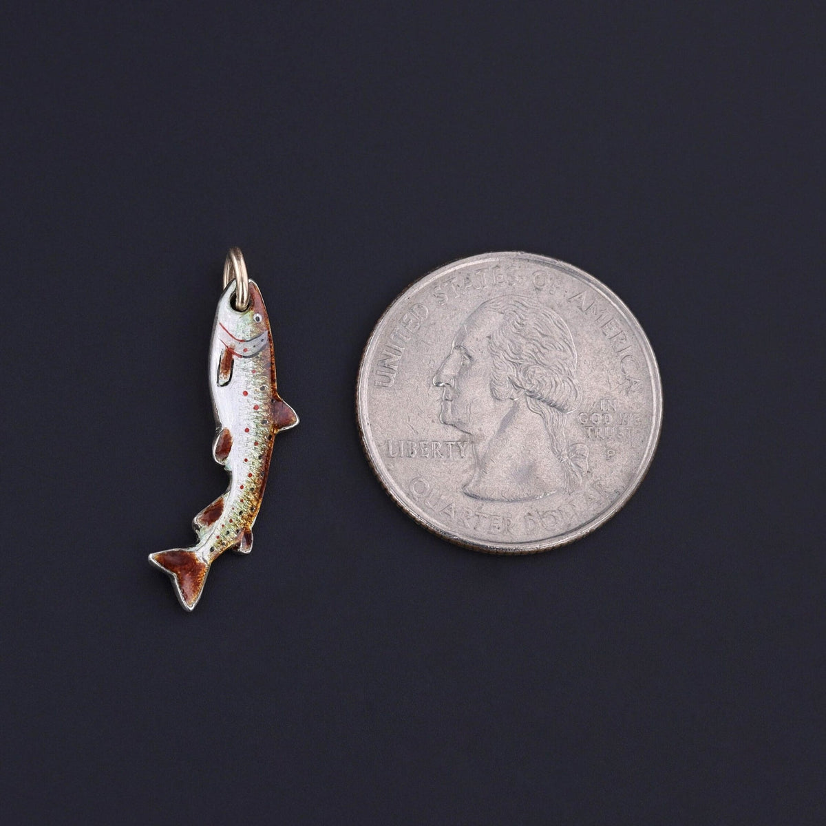 Vintage Enamel Trout Charm of Sterling Silver - Trademark Antiques