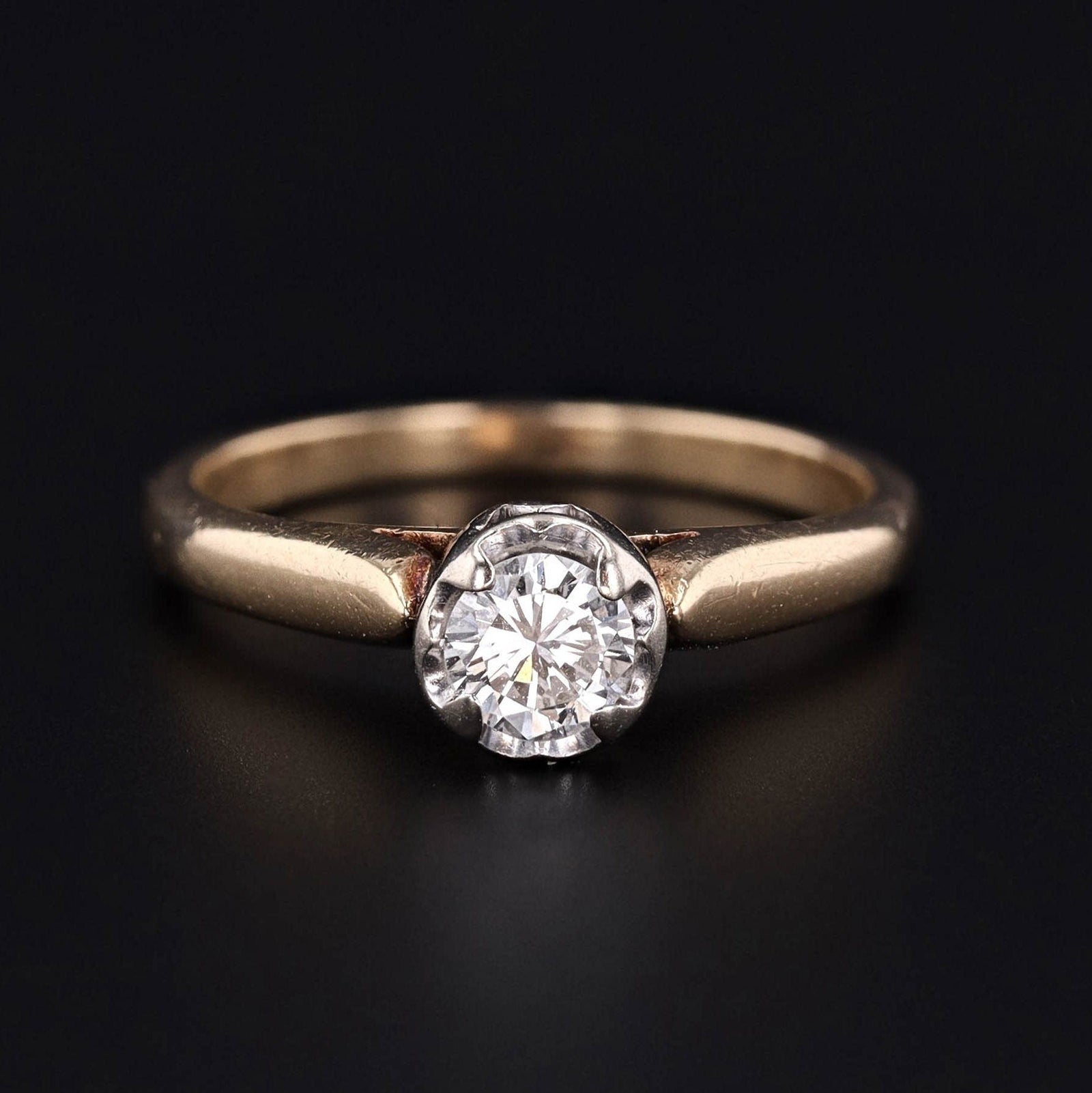 Vintage Engagement Diamond Ring of 14k Gold - Trademark Antiques