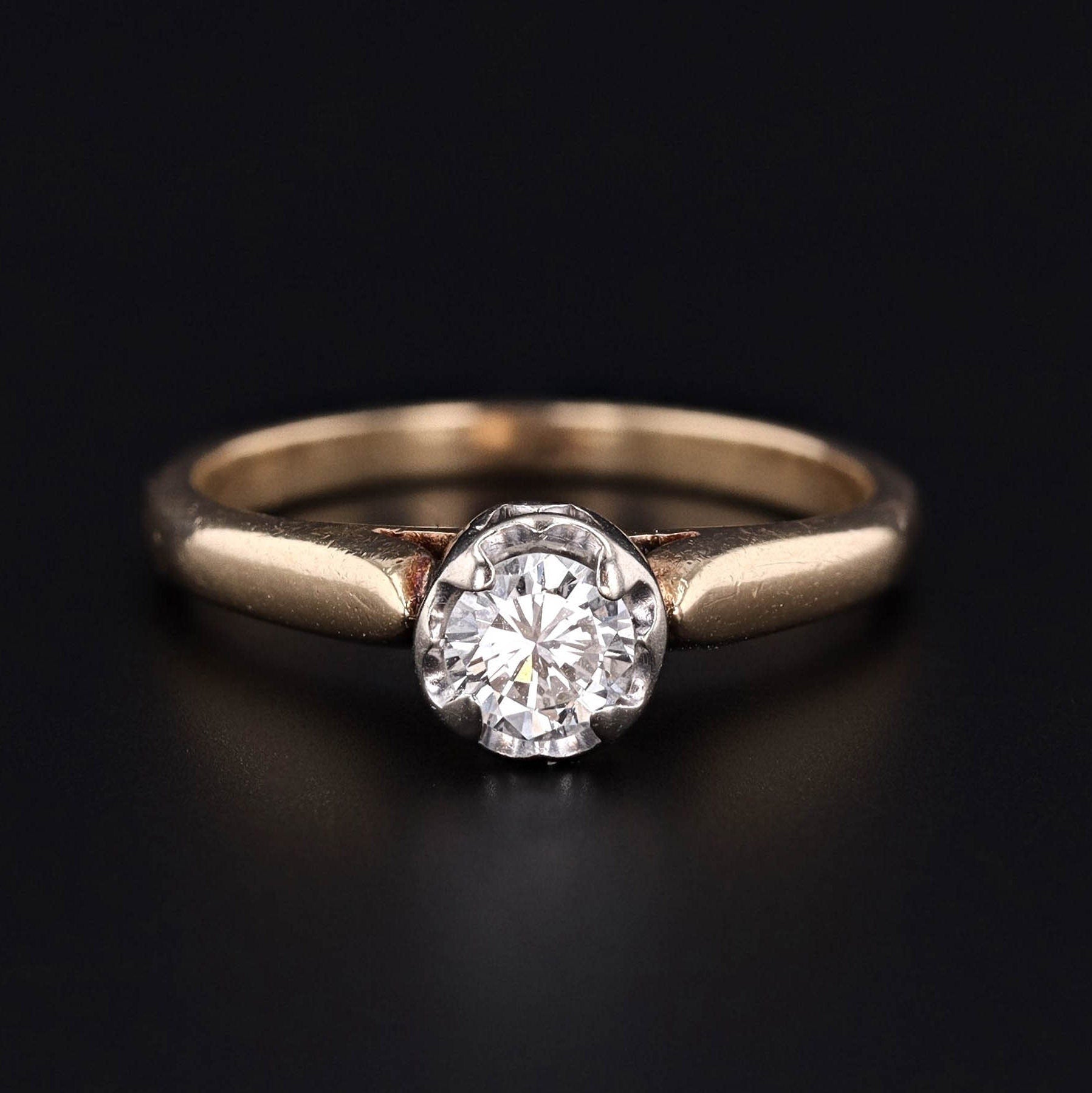 Vintage Engagement Diamond Ring of 14k Gold - Trademark Antiques