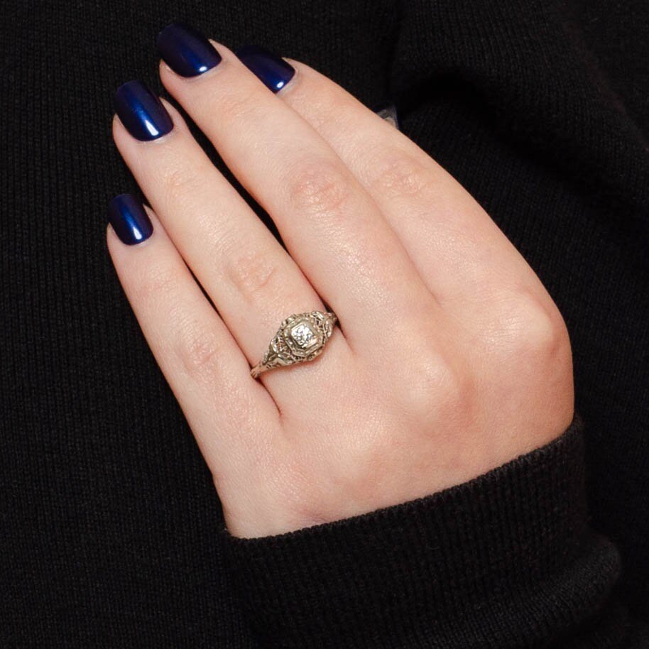 Vintage Engagement Ring | Art Deco Diamond Ring - Trademark Antiques