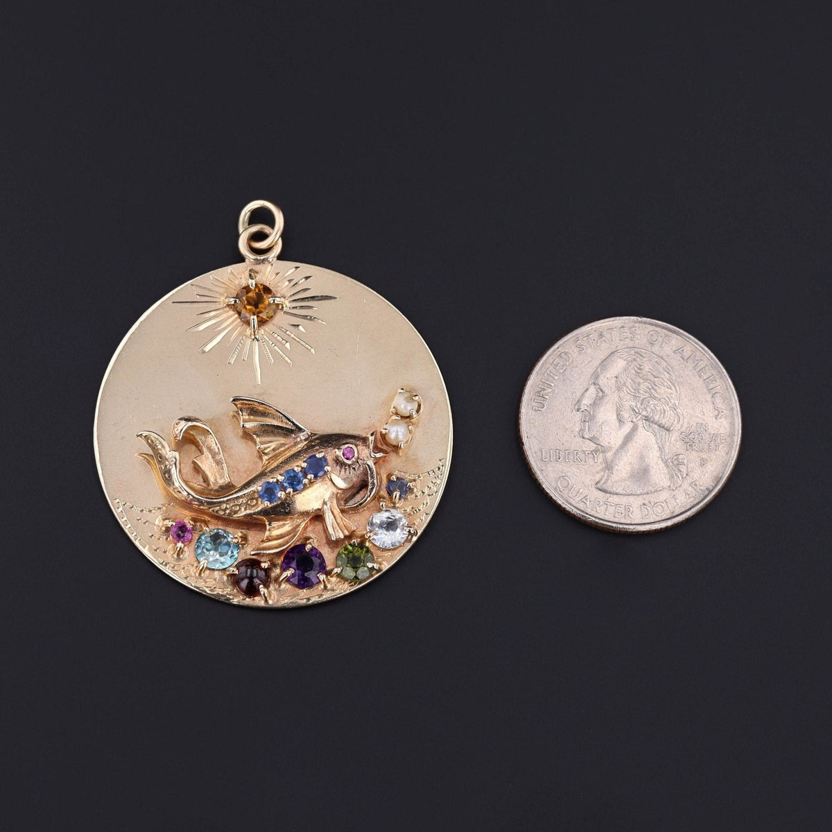 Vintage Fish Pendant | Mid Century Pendant - Trademark Antiques