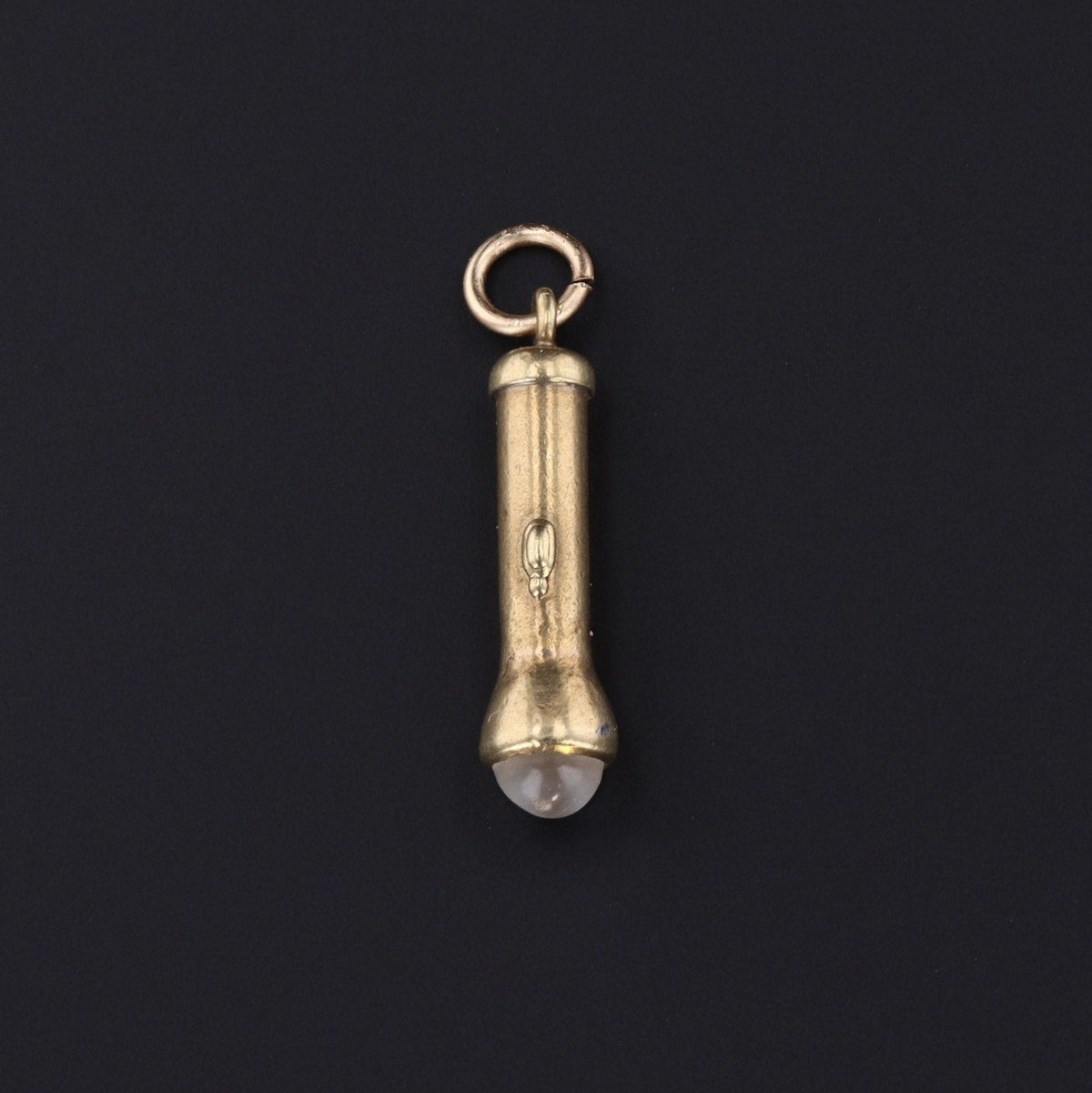 Vintage Flashlight With Moonstone Charm | 14k Gold Charm or Pendant - Trademark Antiques