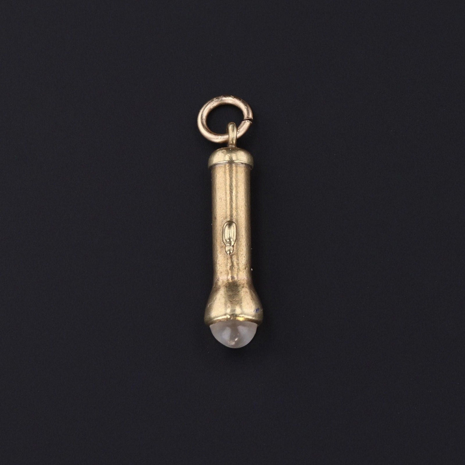 Vintage Flashlight With Moonstone Charm | 14k Gold Charm or Pendant - Trademark Antiques