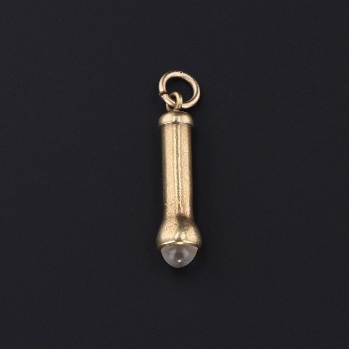 Vintage Flashlight With Moonstone Charm | 14k Gold Charm or Pendant - Trademark Antiques