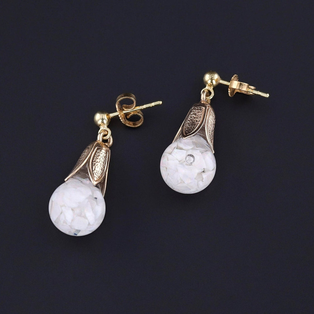 Vintage Floating Opal Earrings - Trademark Antiques