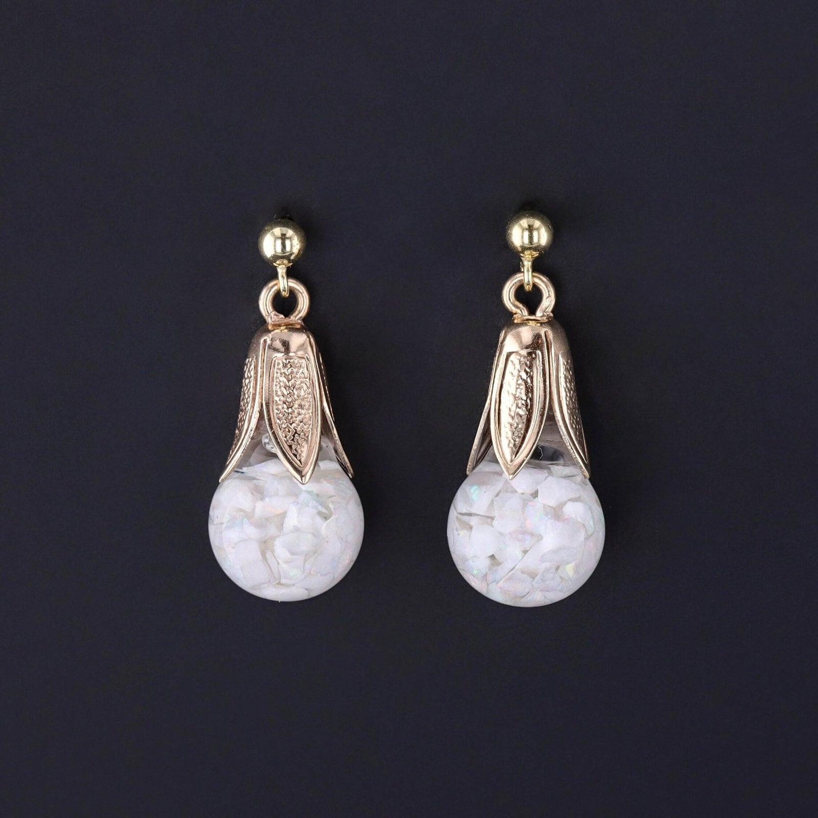 Vintage Floating Opal Earrings - Trademark Antiques