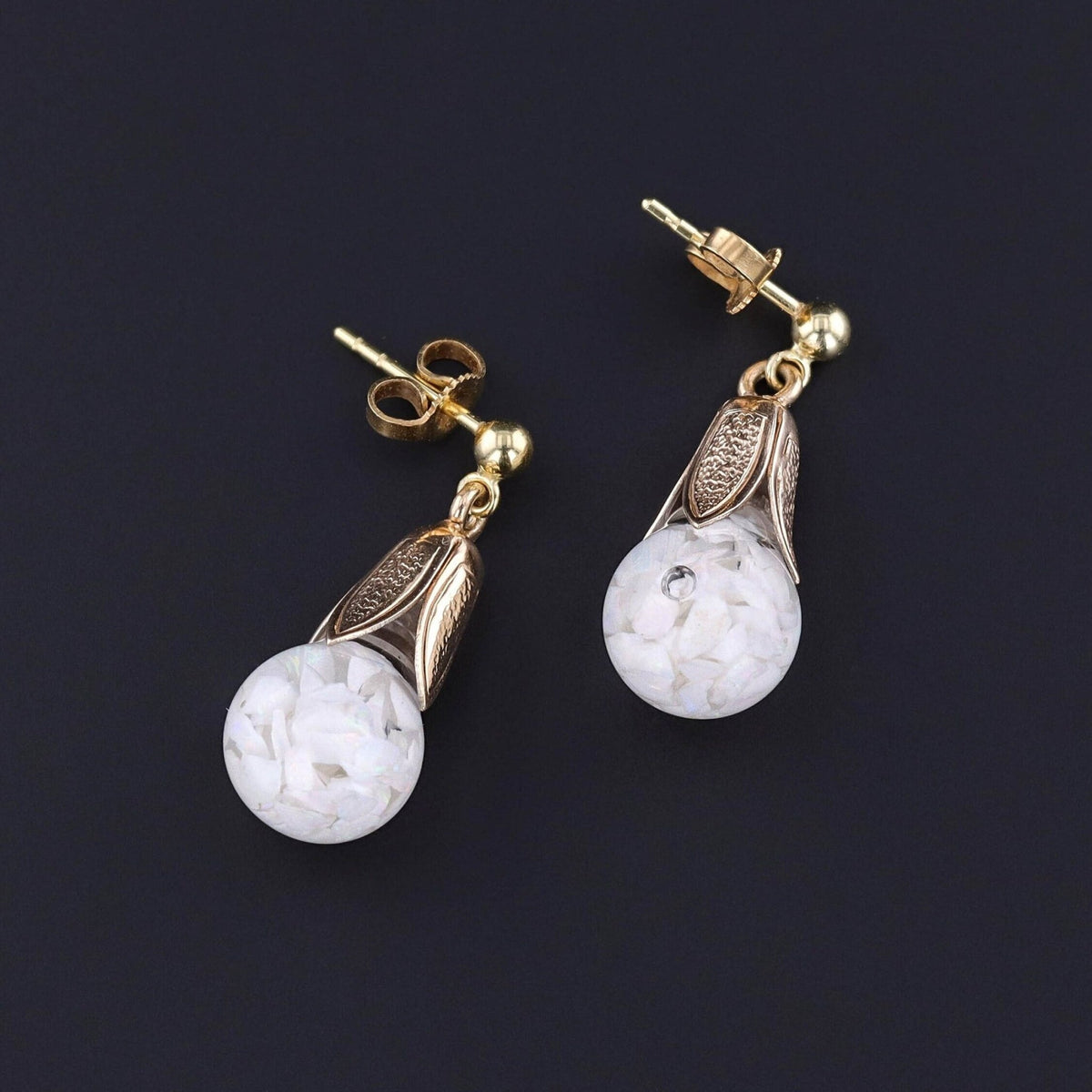 Vintage Floating Opal Earrings - Trademark Antiques