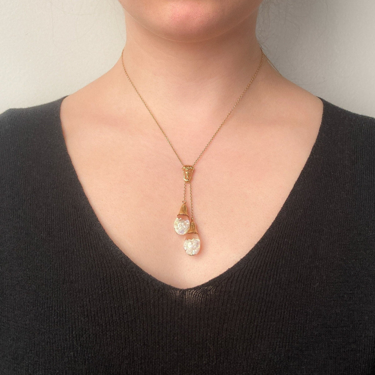 Vintage Floating Opal Necklace of 14k Gold - Trademark Antiques