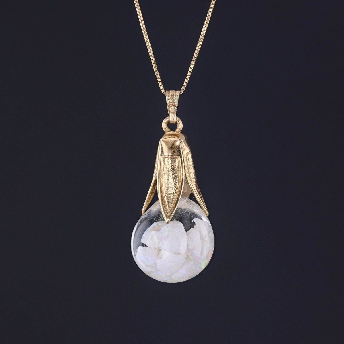 Vintage Floating Opal Pendant of 10k Gold - Trademark Antiques
