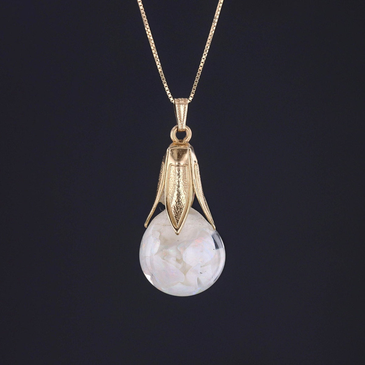 Vintage Floating Opal Pendant of 10k Gold - Trademark Antiques