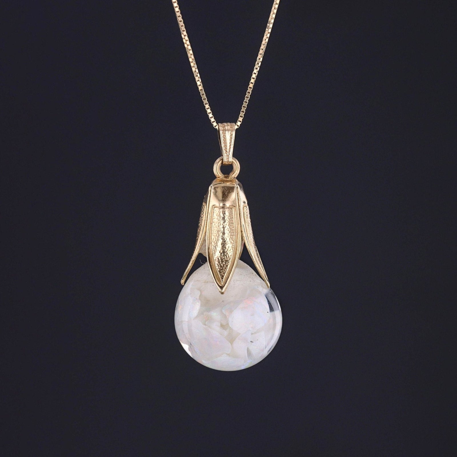 Vintage Floating Opal Pendant of 10k Gold - Trademark Antiques