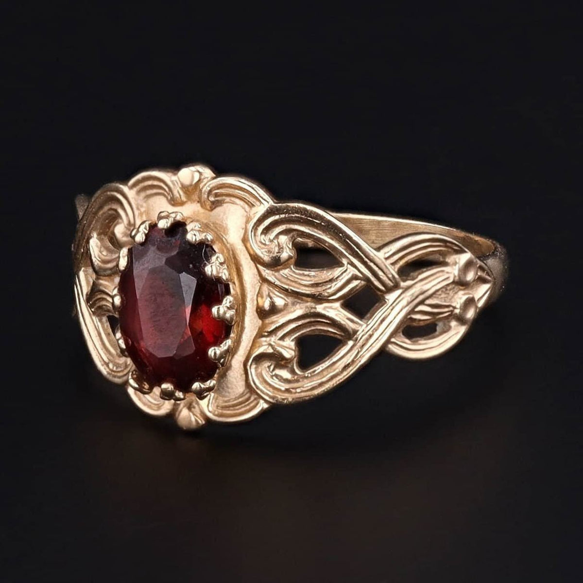 Vintage Garnet and 10k Gold Ring - Trademark Antiques