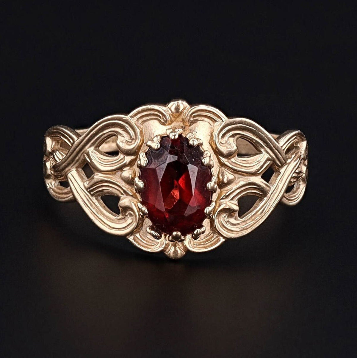 Vintage Garnet and 10k Gold Ring - Trademark Antiques