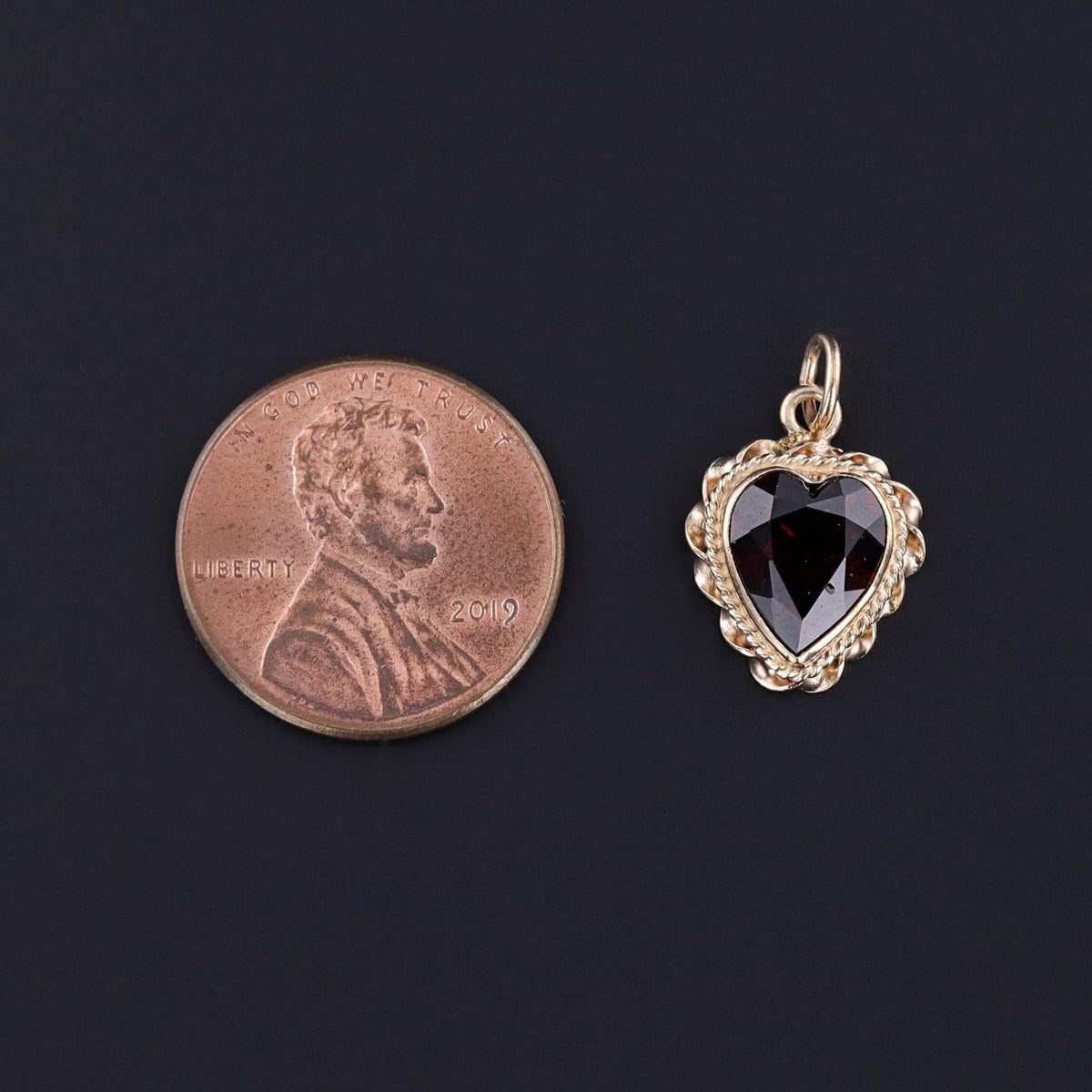 Vintage Garnet Heart of 14k Gold - Trademark Antiques