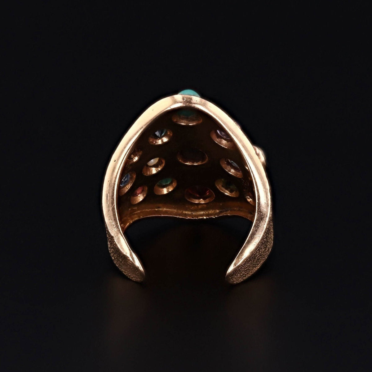 Vintage Gemstone Cuff Ring of 18k Gold - Trademark Antiques