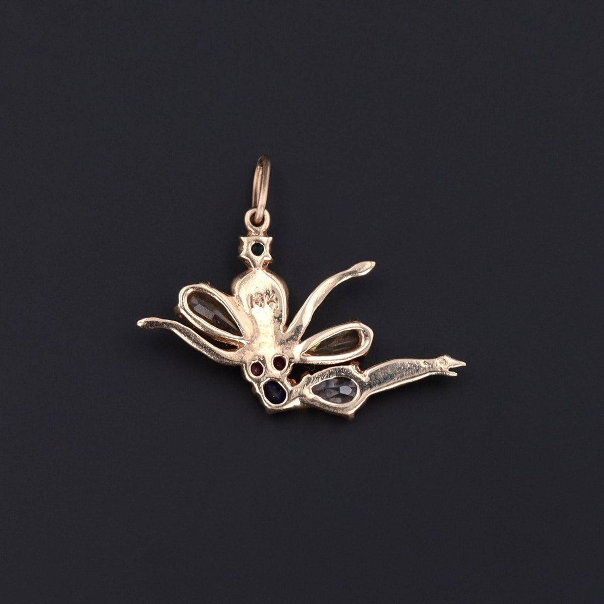 Vintage Gemstone Fairy Pendant of 14k Gold - Trademark Antiques