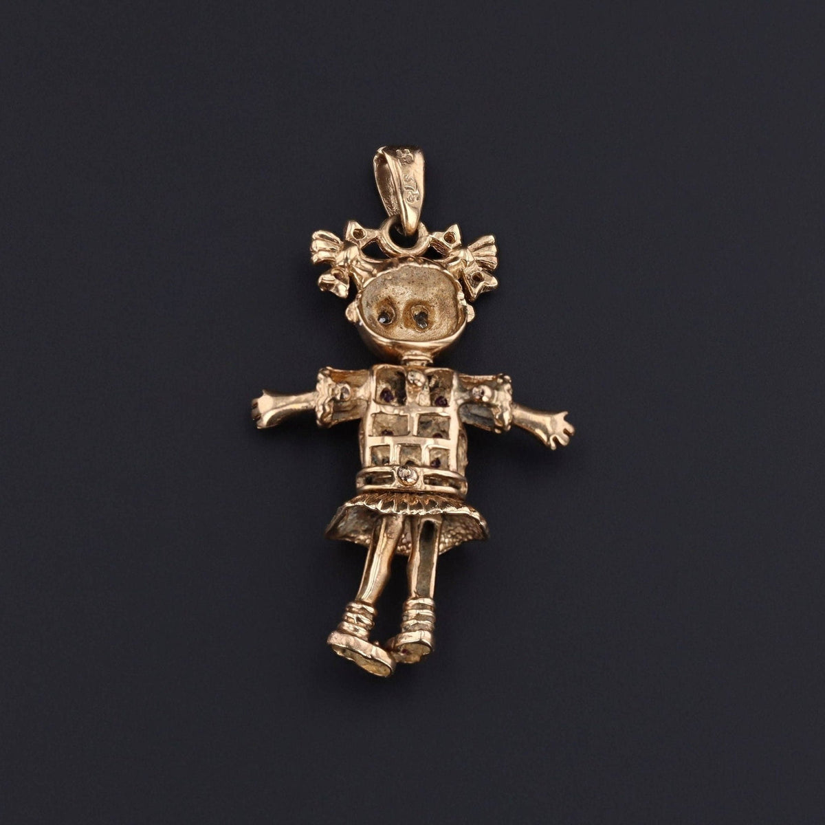 Vintage Girl Pendant | 9ct Gold Doll Pendant - Trademark Antiques