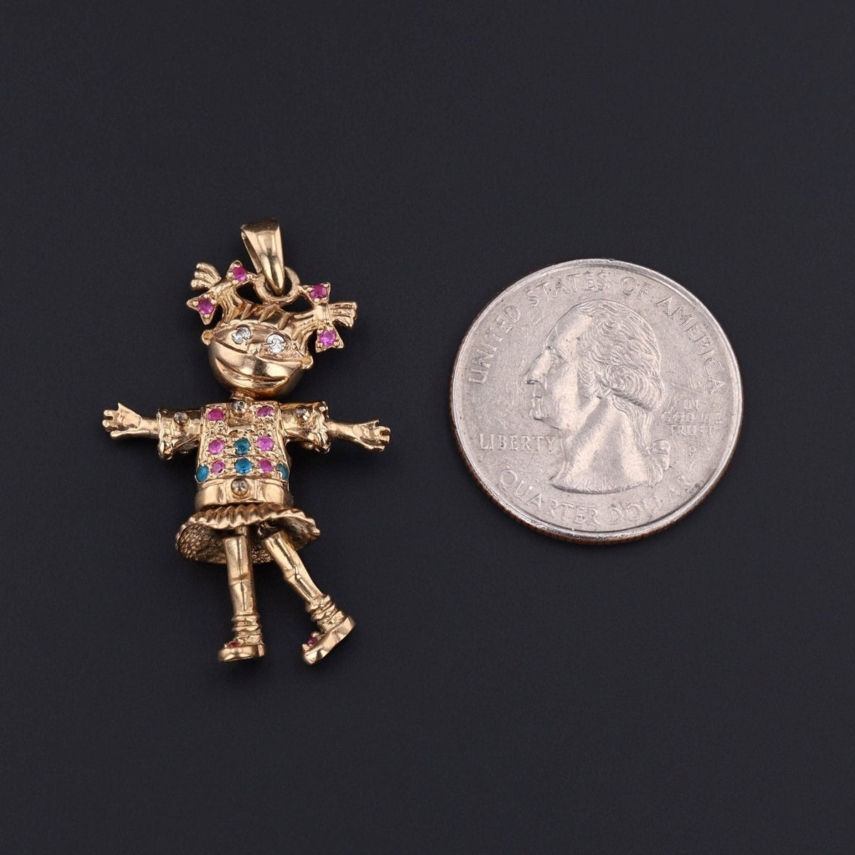 Vintage Girl Pendant | 9ct Gold Doll Pendant - Trademark Antiques